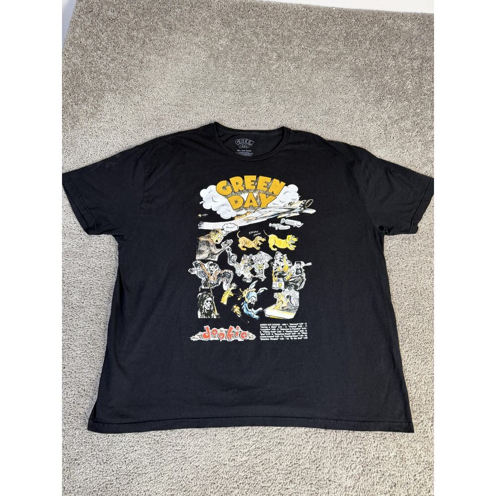 Greenday Shirt Mens 3XL Black Dookie Graphic Crew Neck Music Casual Relaxed Fit